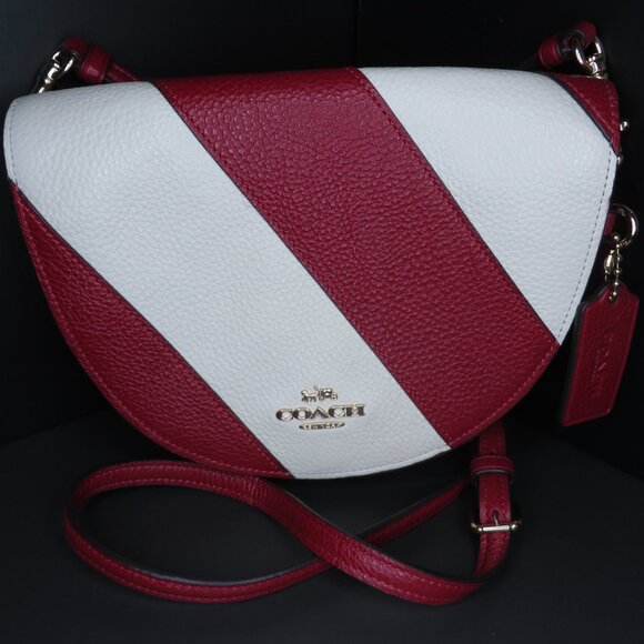 Coach Light Piercing Ellen Red Chalk Candy Cane Mini Crossbody Bag - Picture 7 of 8